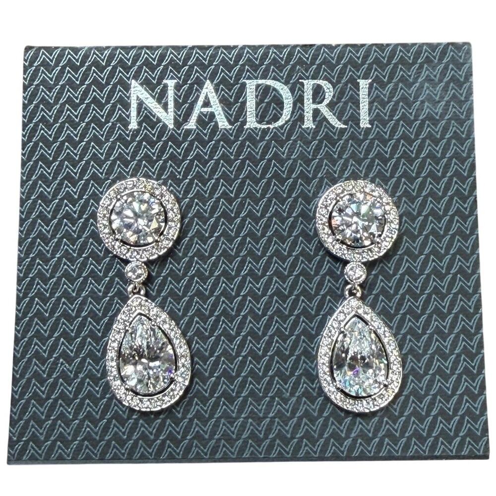 Nadri Silver Crystal Drop Earrings